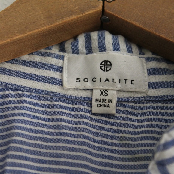 Blue/White Stripped Oversize Button Up Blouse - Picture 4 of 7